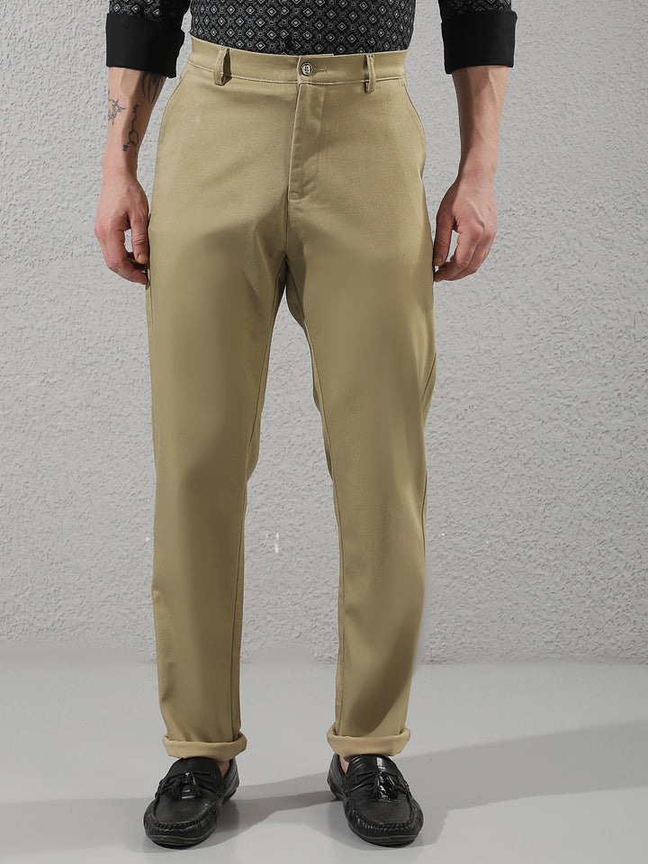 Tailored Beige Knitted Trousers