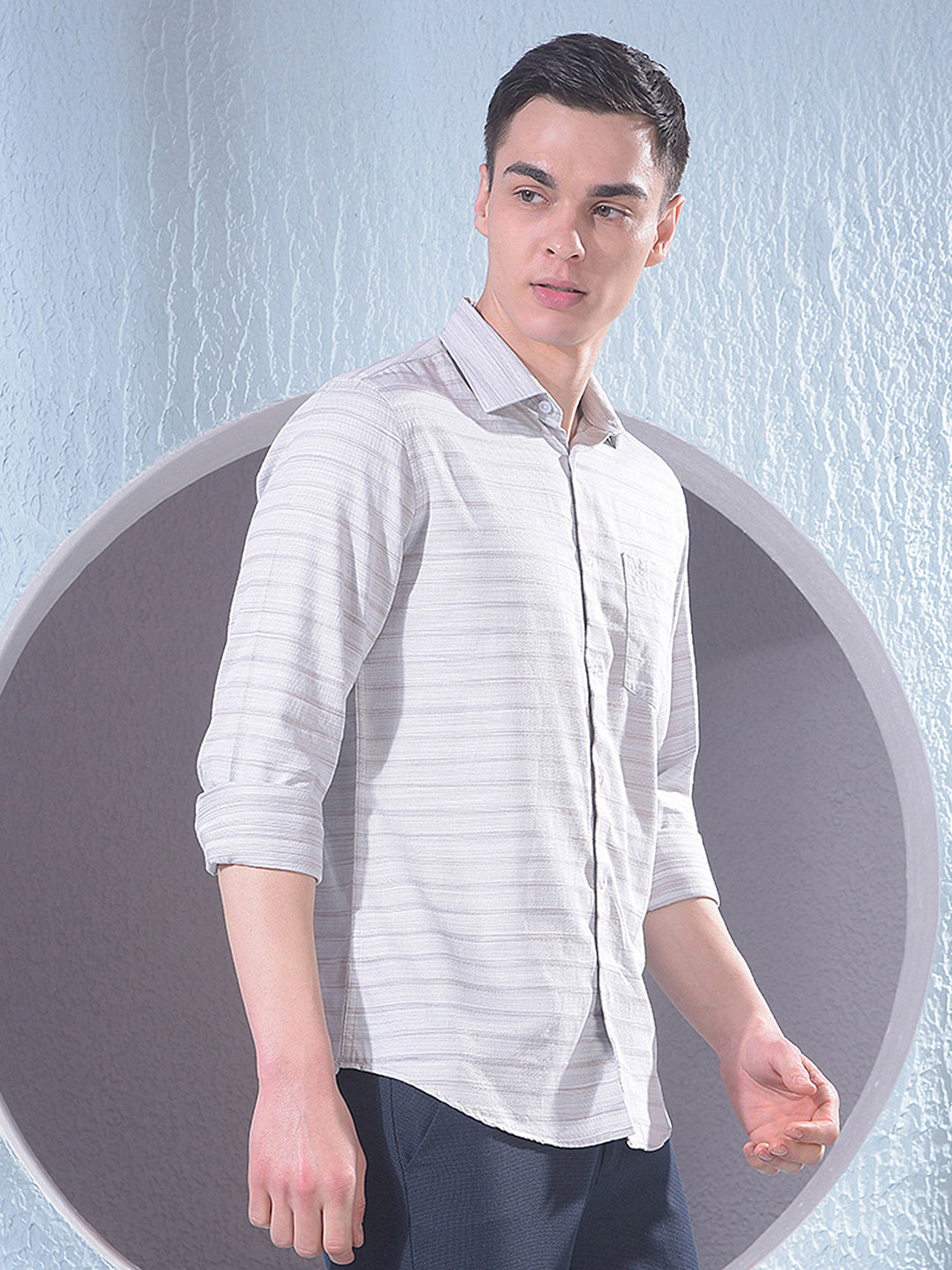 Grey Horizontal Stripes Shirt