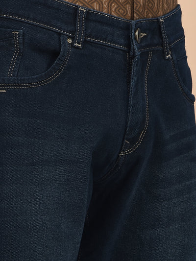 Modern Edgey Navy Blue Straight Jeans