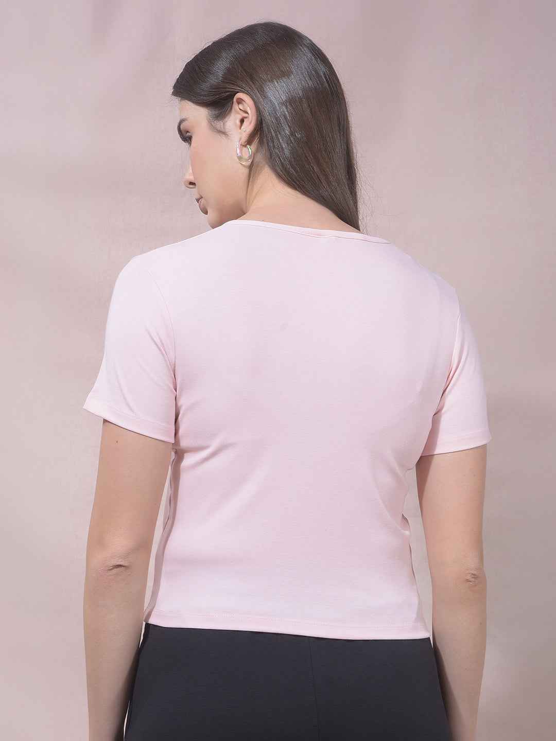 Pink Modal Cropped T-Shirt