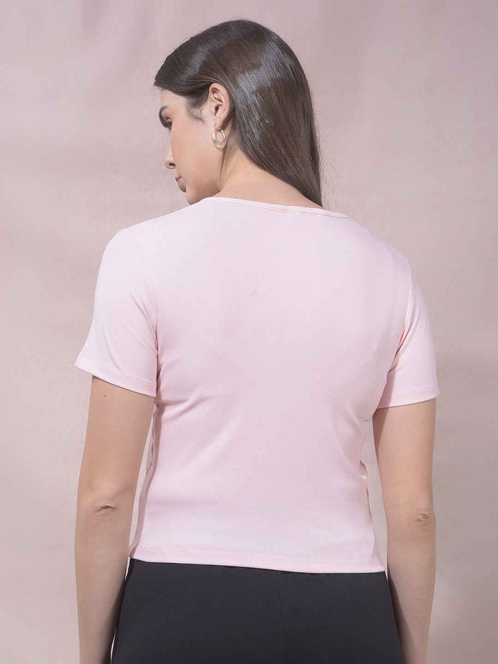 Pink Modal Cropped T-Shirt