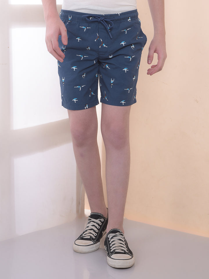 Navy Blue 100% Cotton Printed Boxers