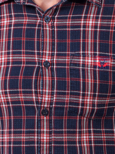 Red Checked 100% Cotton Shirt-Men Shirts-Crimsoune Club