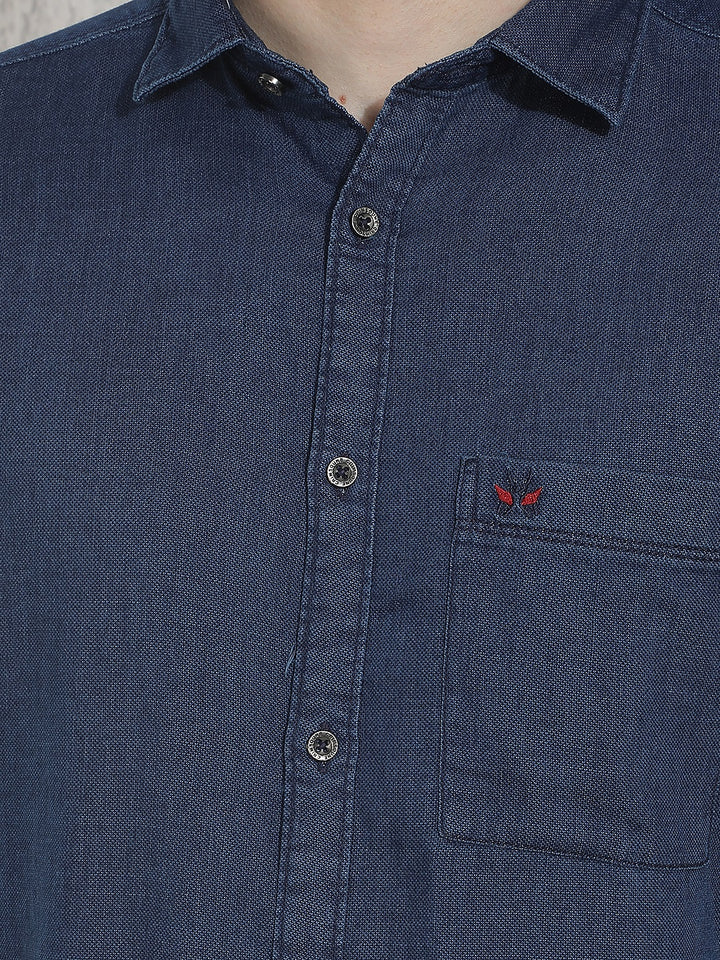 Blue 100% Cotton Denim Shirt