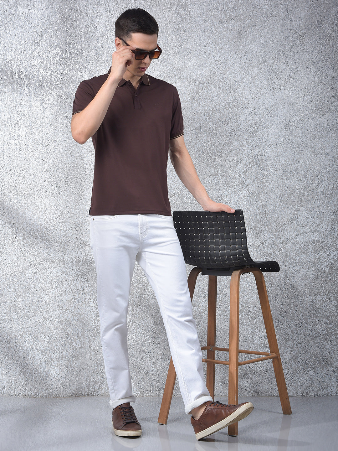 Brown Polo-Neck T-Shirt