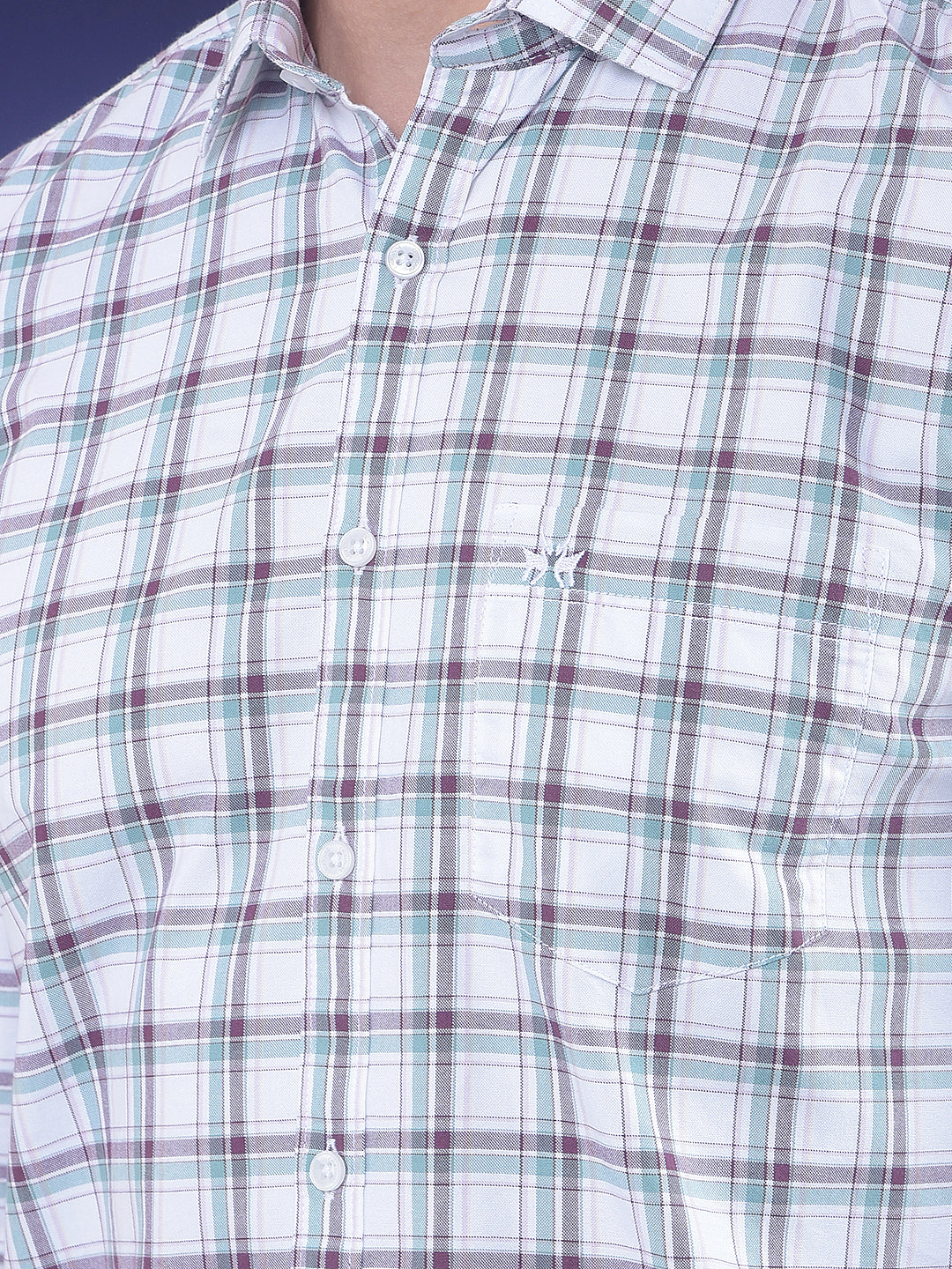 Checked 100% Cotton White Shirt
