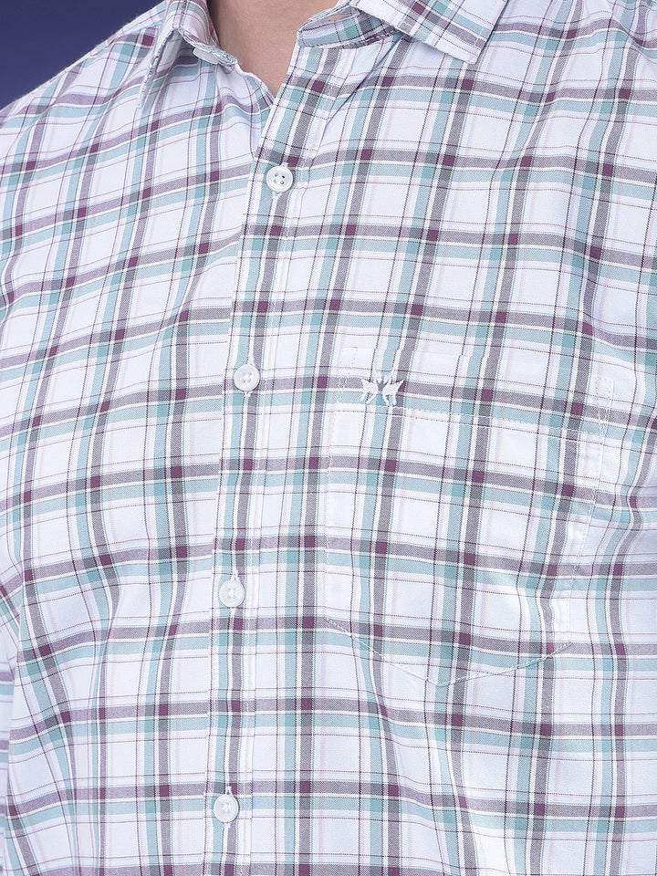 Checked 100% Cotton White Shirt