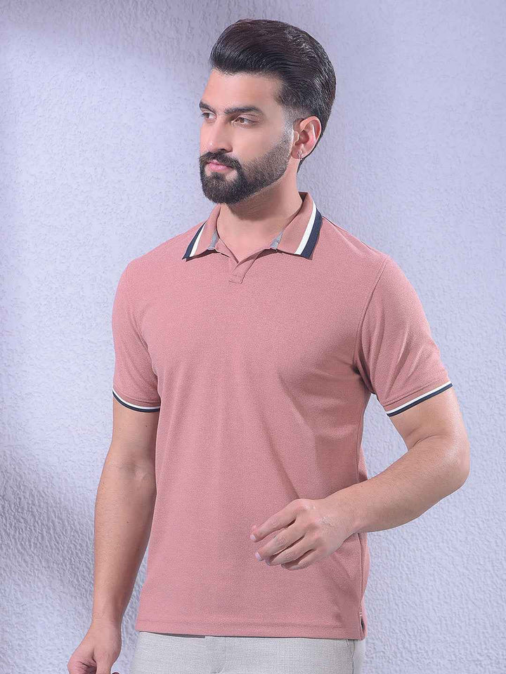 Pink Polo Neck T-Shirt