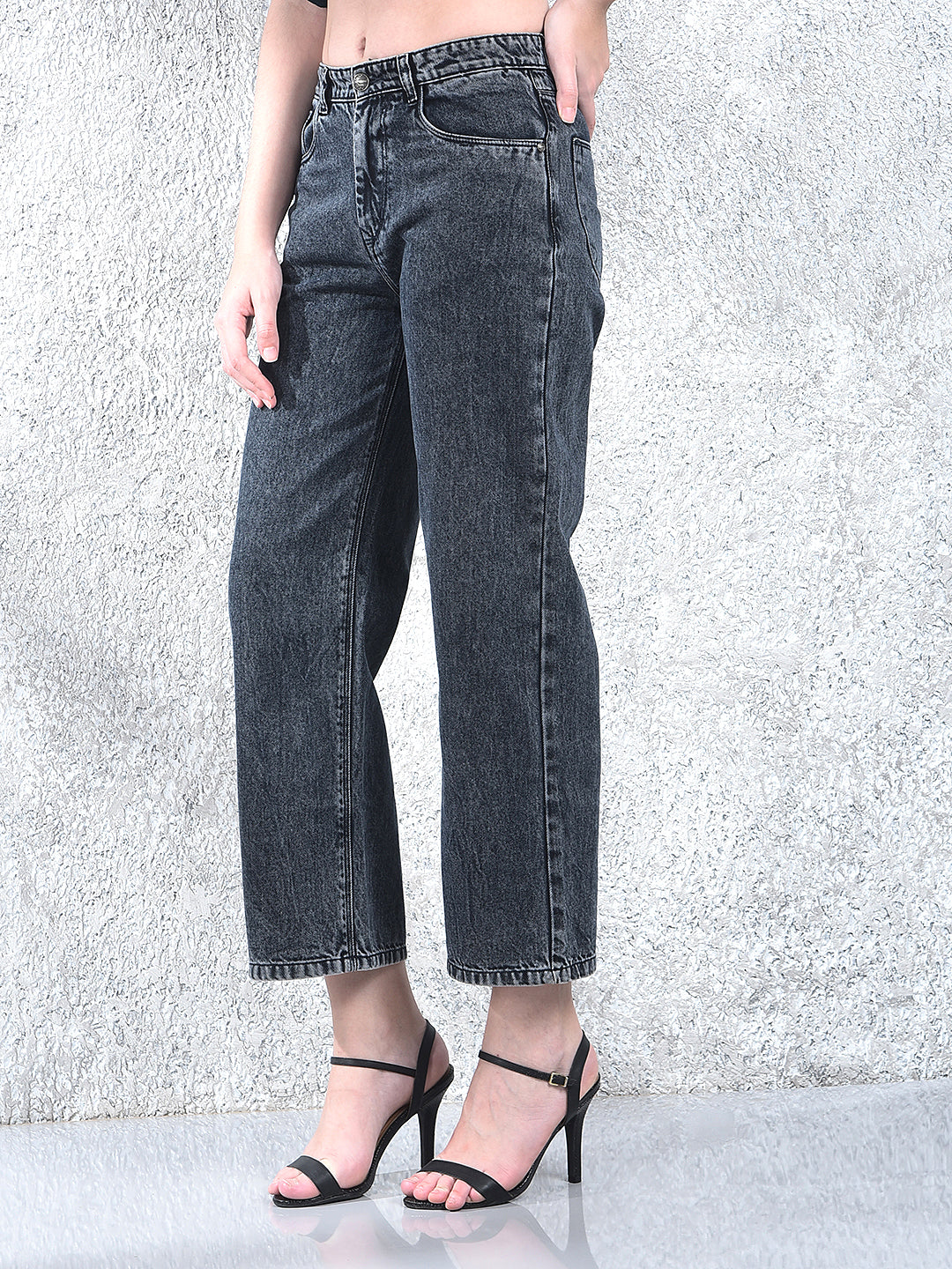 Grey Wide Leg 100% Cotton Jeans