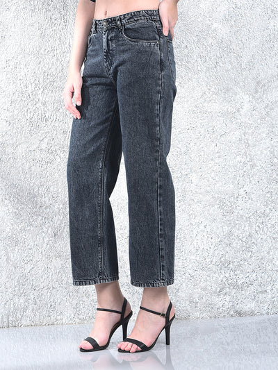 Grey Wide Leg 100% Cotton Jeans