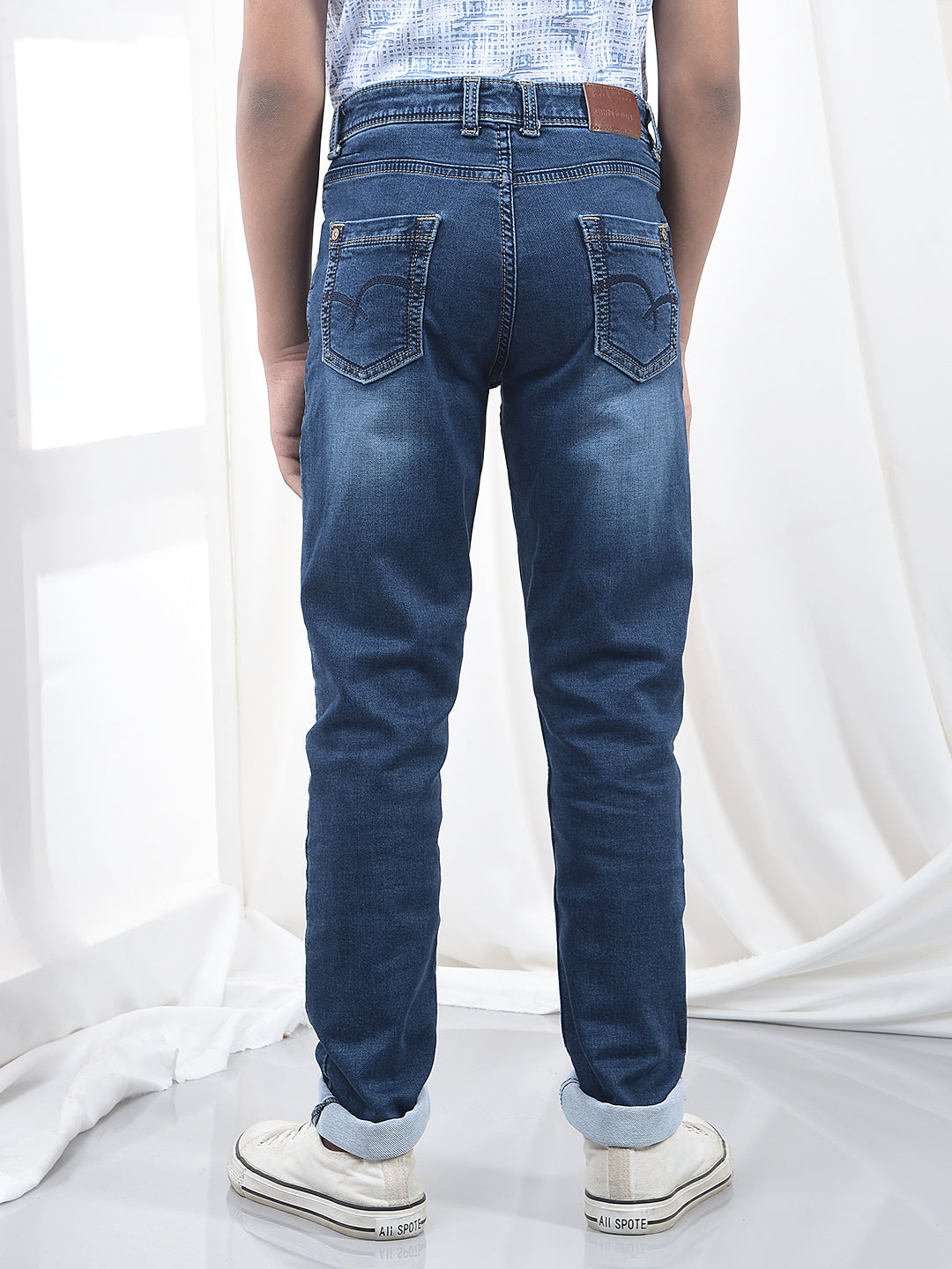 Trendy Dark Wash Blue Jeans