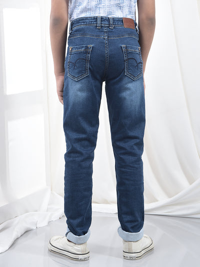 Trendy Dark Wash Blue Jeans