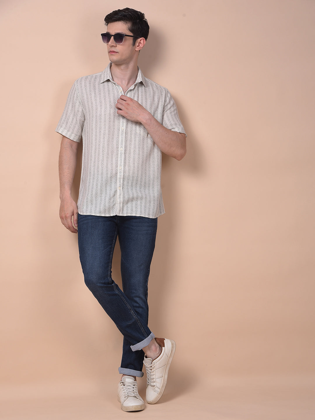 Urban Straight White Printed Shirt