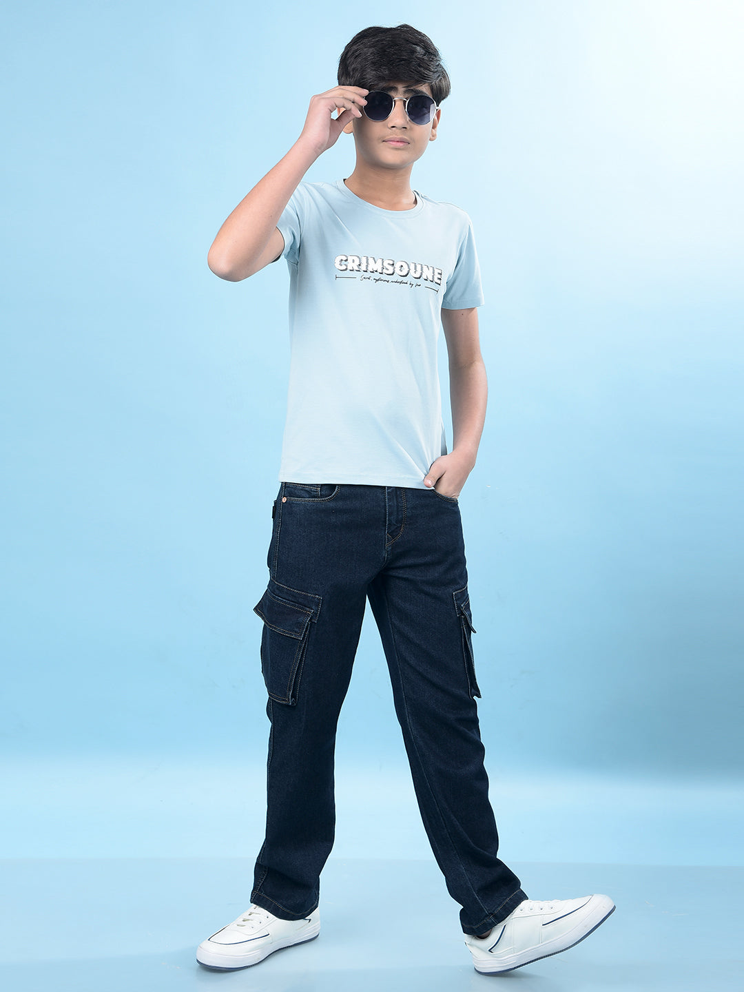 Blue Typographic Print T-Shirt