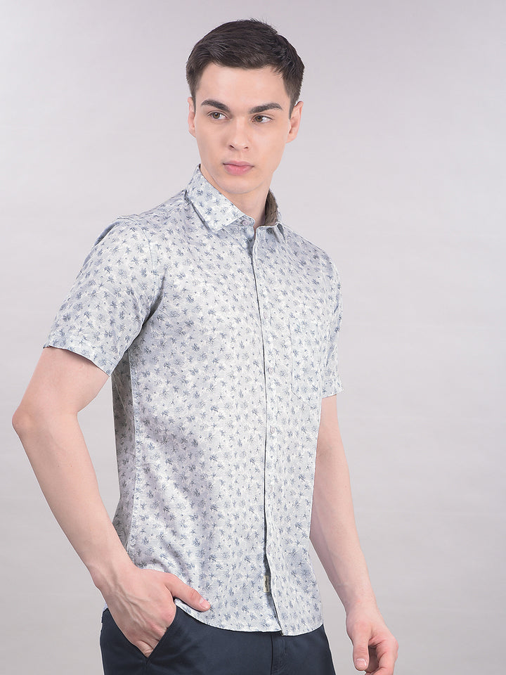 Blue Floral Print Shirt-Men Shirts-Crimsoune Club