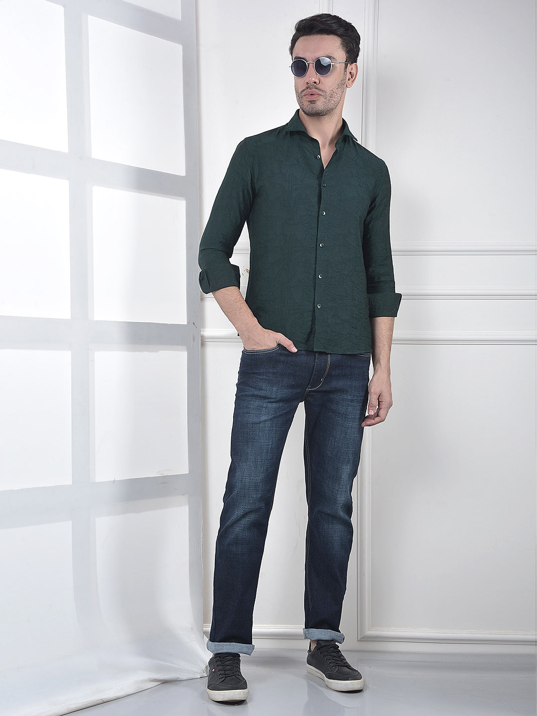 Emerald Tone Jacquard Shirt