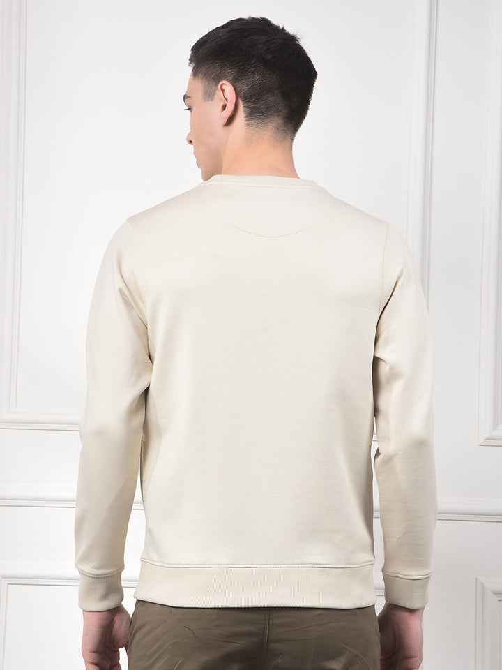 Beige Typographic Print Sweatshirt