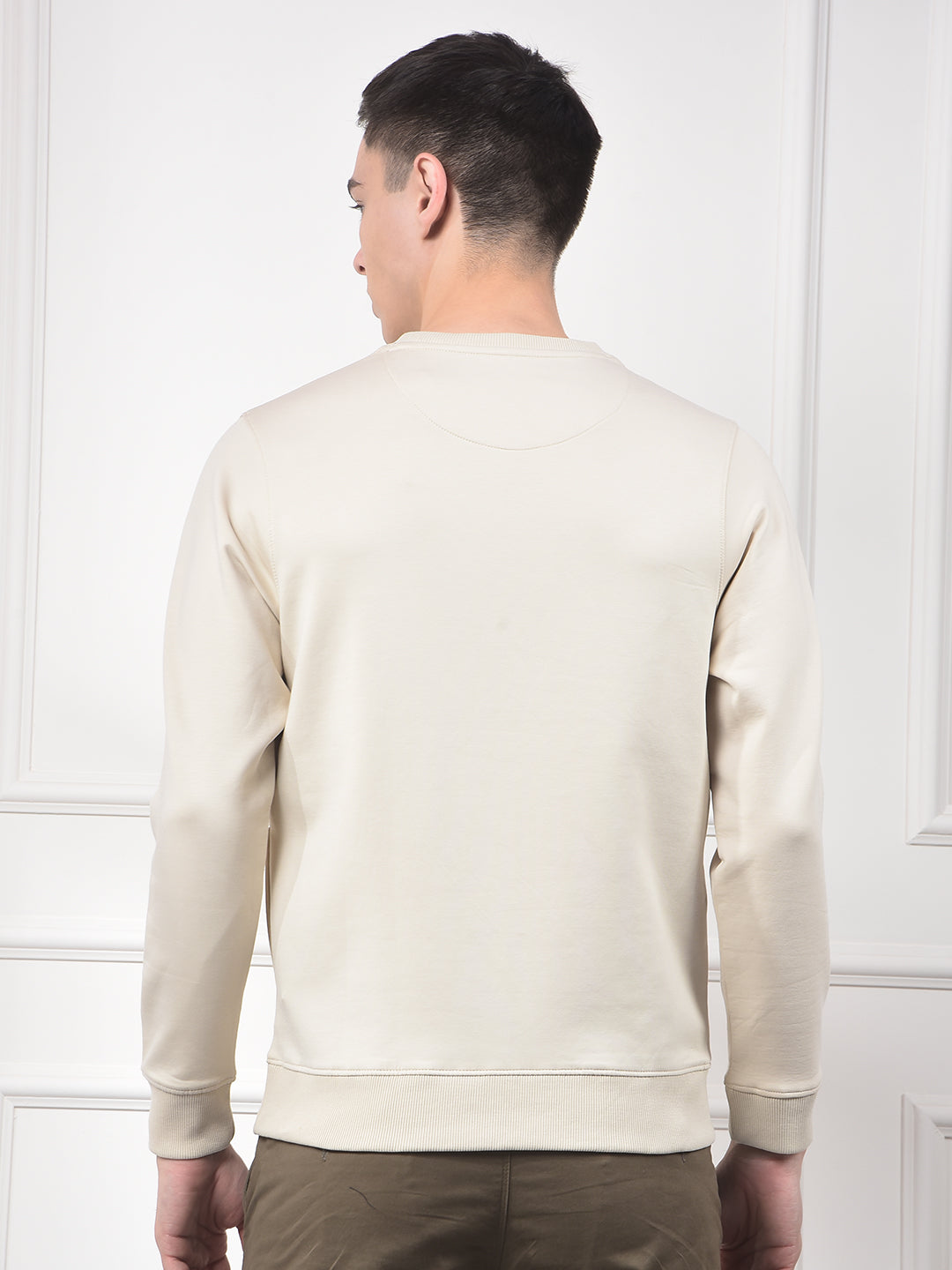 Beige Typographic Print Sweatshirt