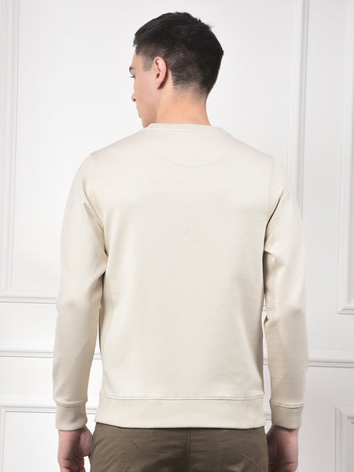 Beige Typographic Print Sweatshirt