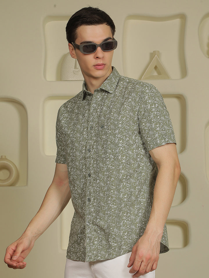 Green Floral Print Shirt