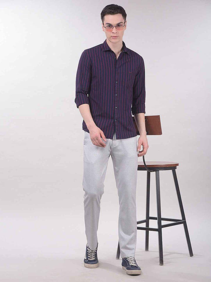 Red Vertical Stripes 100% Cotton Shirt