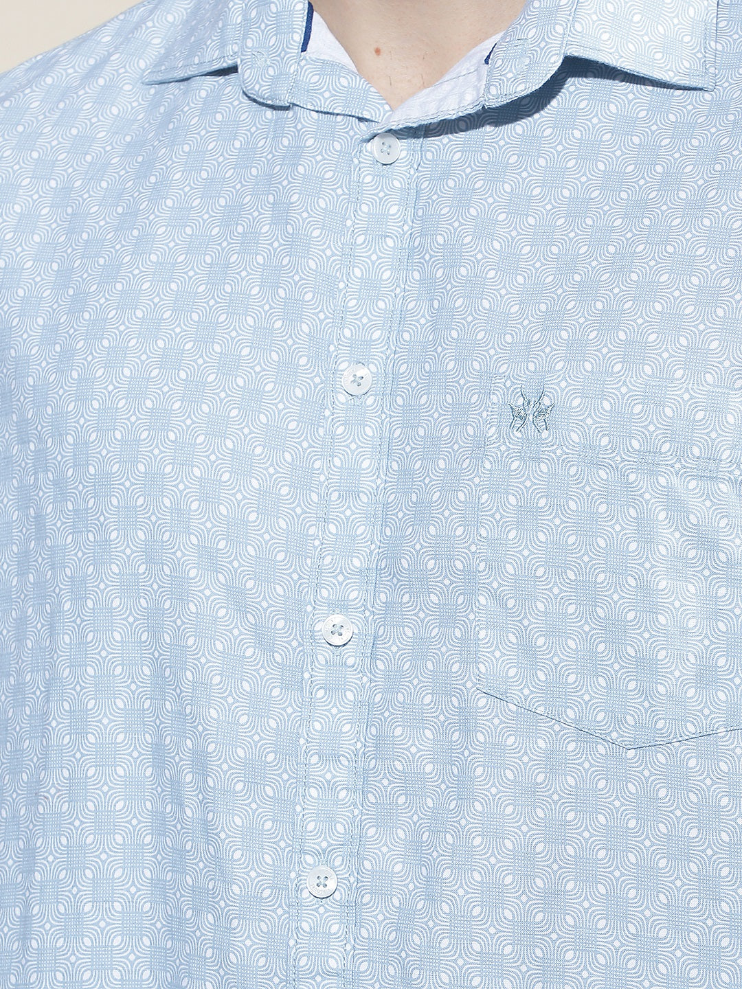 Tailored Coastal Blue Printed Shirt