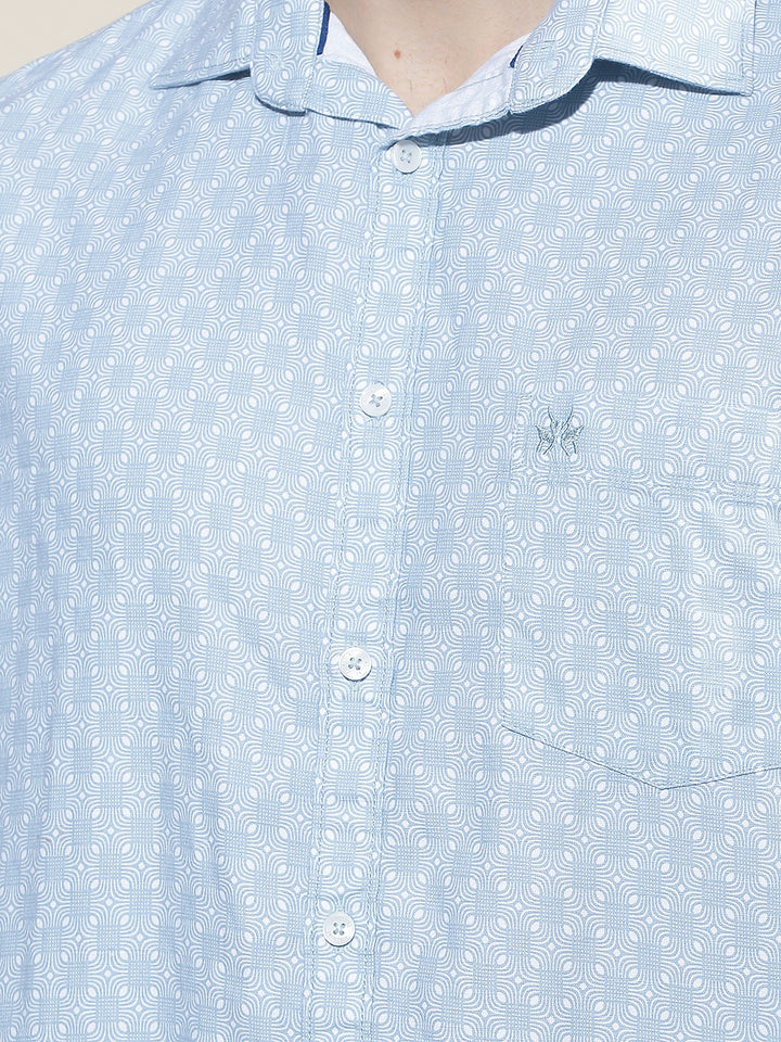 Tailored Coastal Blue Printed Shirt
