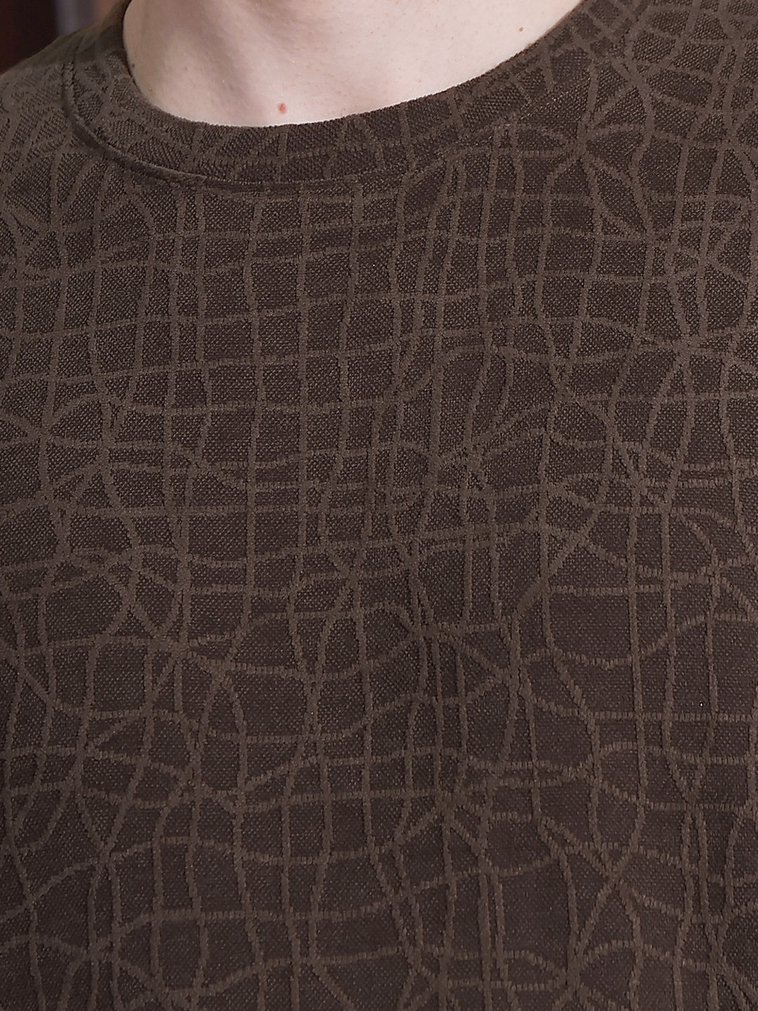 Tailored Chestnut Brown Jacquard Sweatshirt