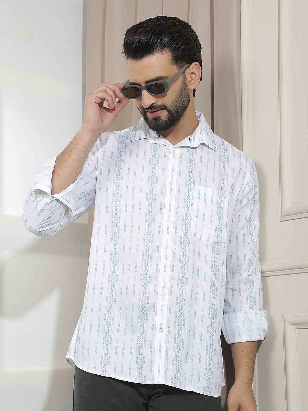 Blue Vertical Stripes Shirt