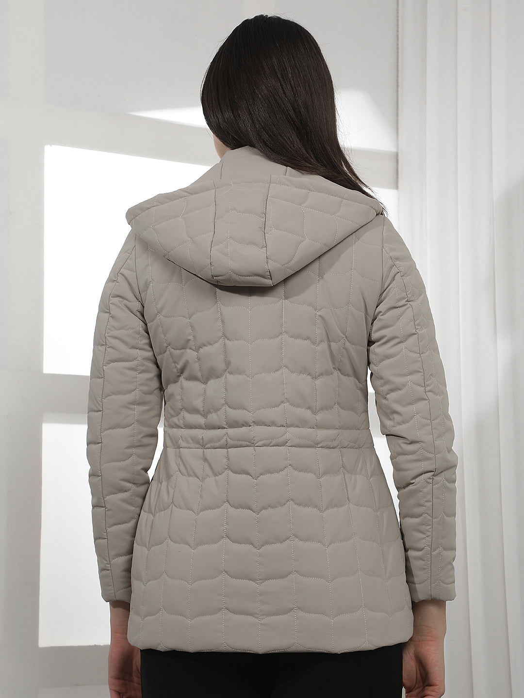 Beige Hooded Puffer Jacket