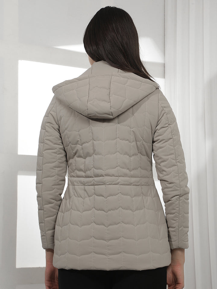 Beige Hooded Puffer Jacket
