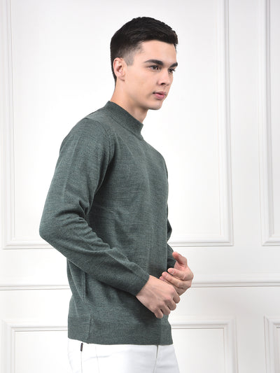 Green Soft Acrylic Regular Textured Sweater