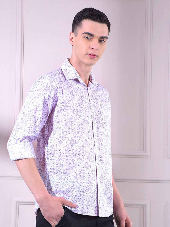 Pink Linen Floral Print Shirt