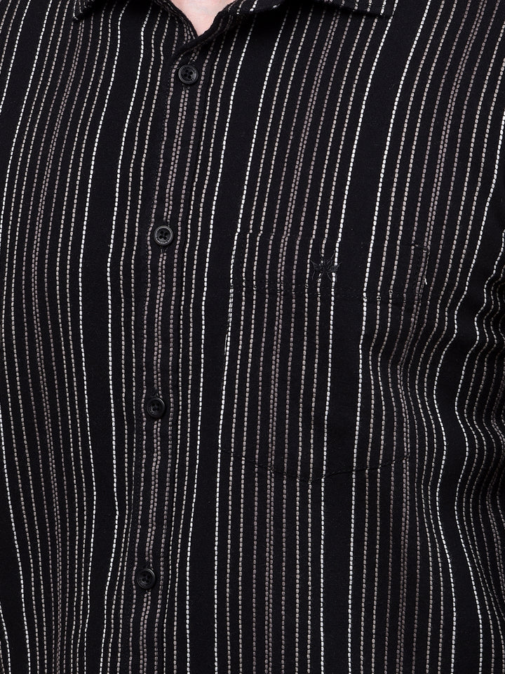 Black Vertical Stripes 100% Cotton Shirt