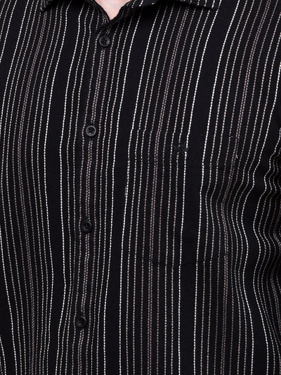 Black Vertical Stripes 100% Cotton Shirt