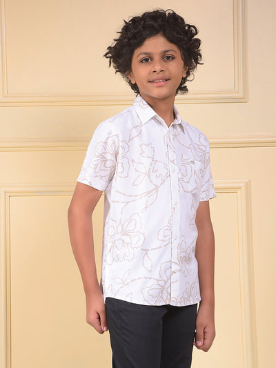 White Floral Print Shirt
