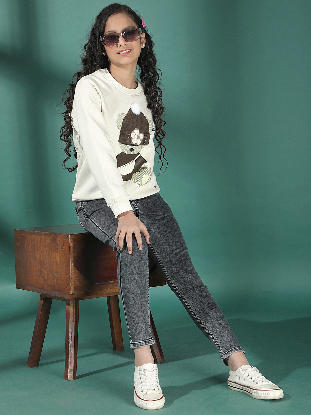 Beige Embroidered Sweatshirt