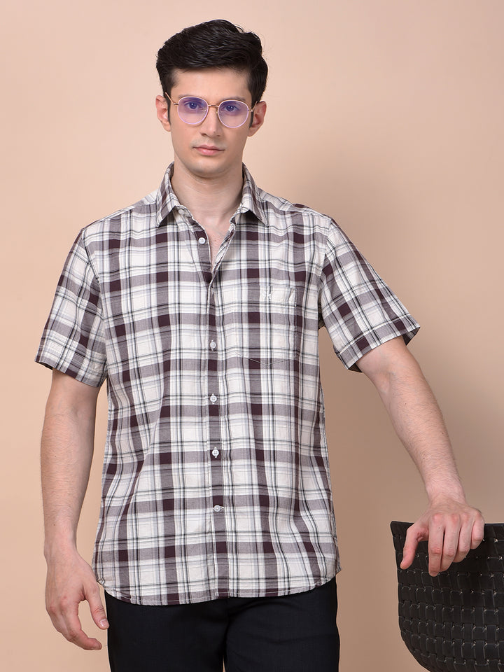Grey Checked 100% Cotton Shirt