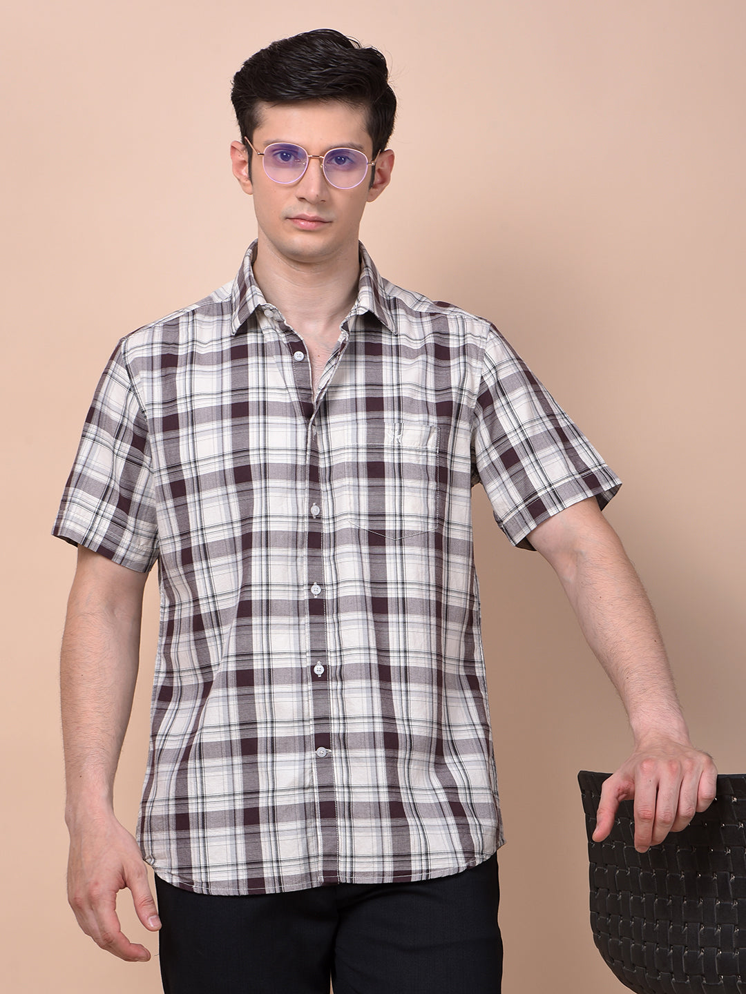Grey Checked 100% Cotton Shirt