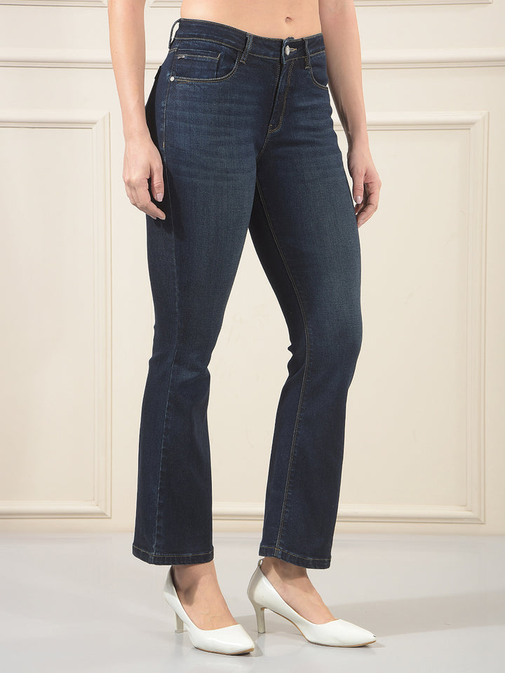 Structured Sky Blue Bootcut Jeans