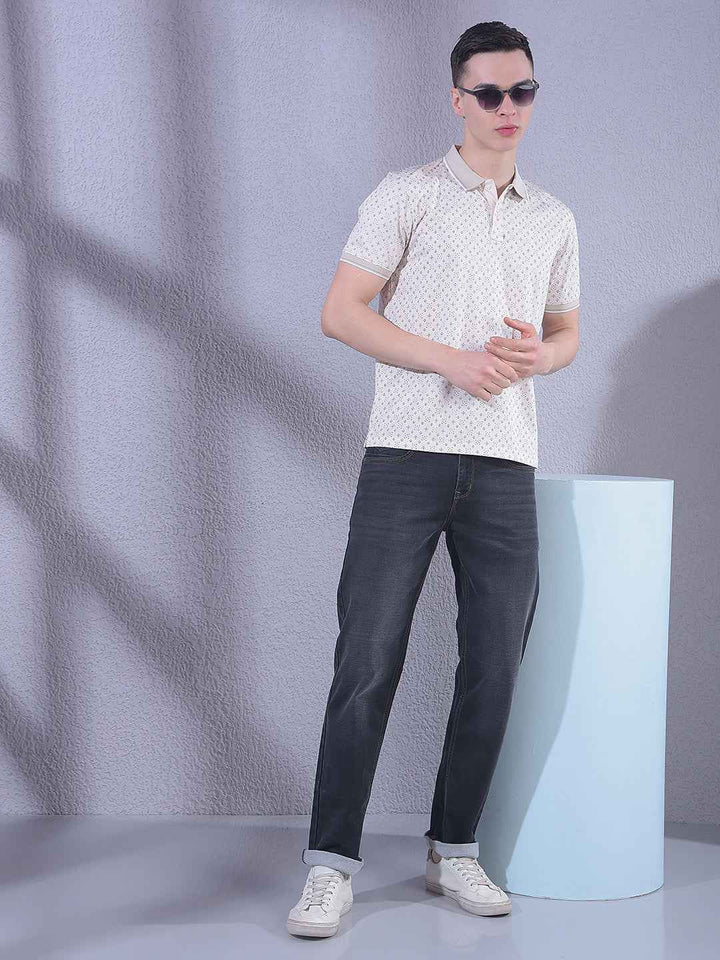 Beige Printed T-Shirt