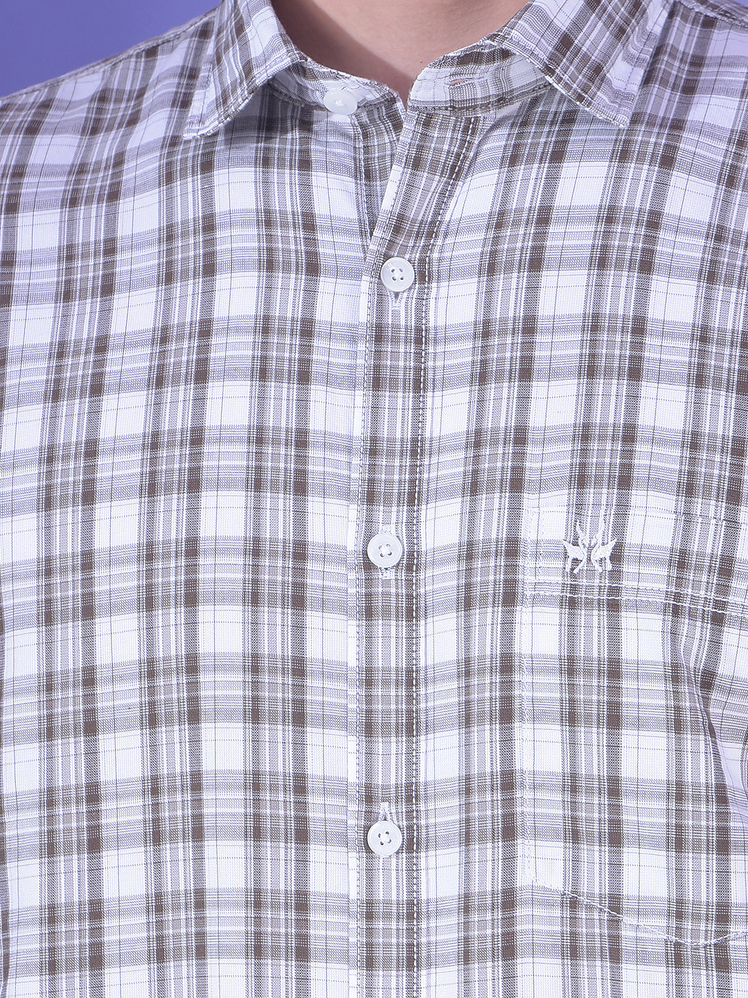 Brown Checked 100% Cotton Shirt