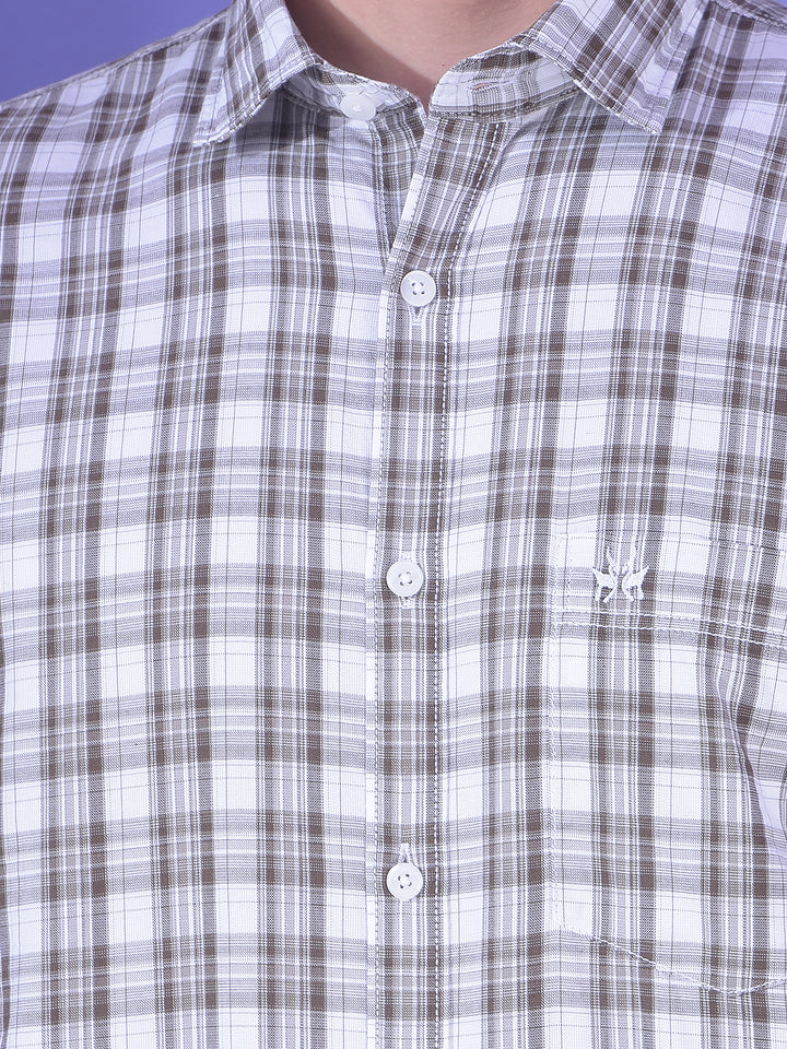 Brown Checked 100% Cotton Shirt