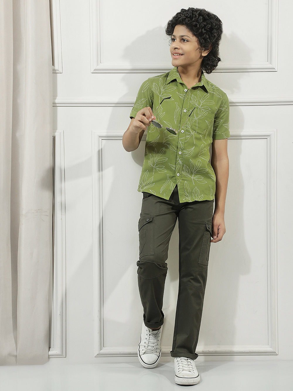 Fern Green 100% Cotton Botanical Print Shirt