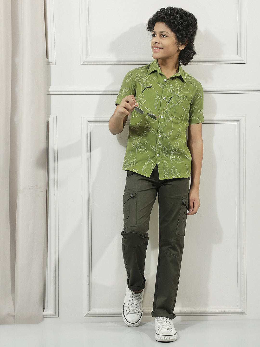 Fern Green 100% Cotton Botanical Print Shirt
