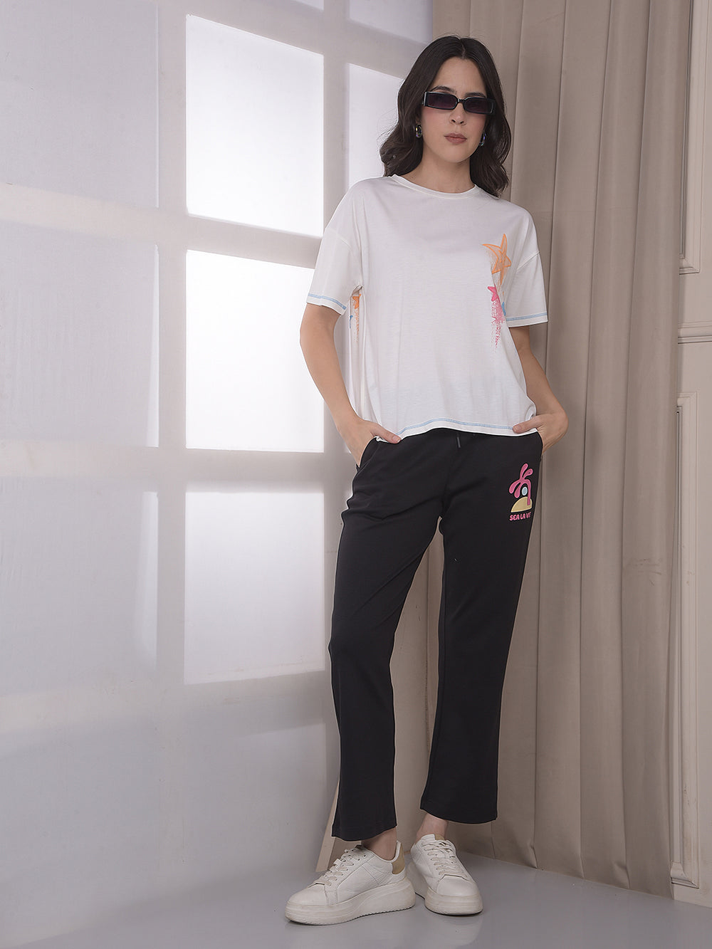 Black Graphic Print Trackpants