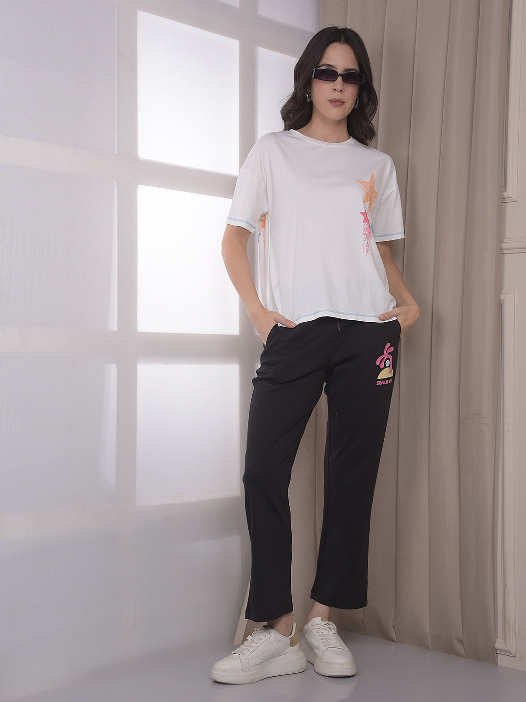 Black Graphic Print Trackpants