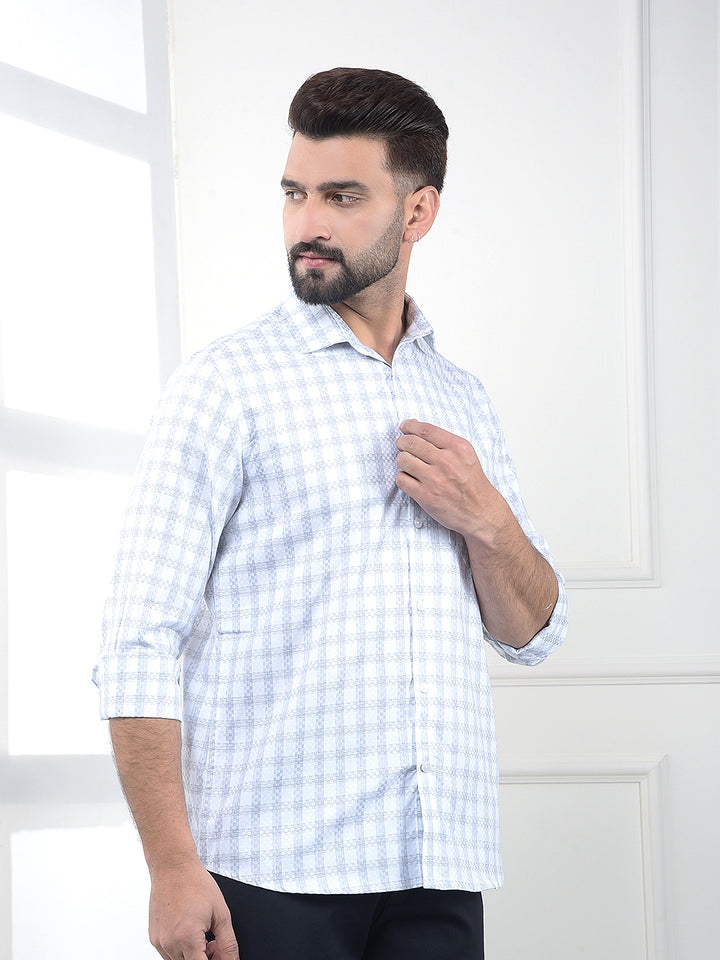 Grey Checked 100% Cotton Shirt