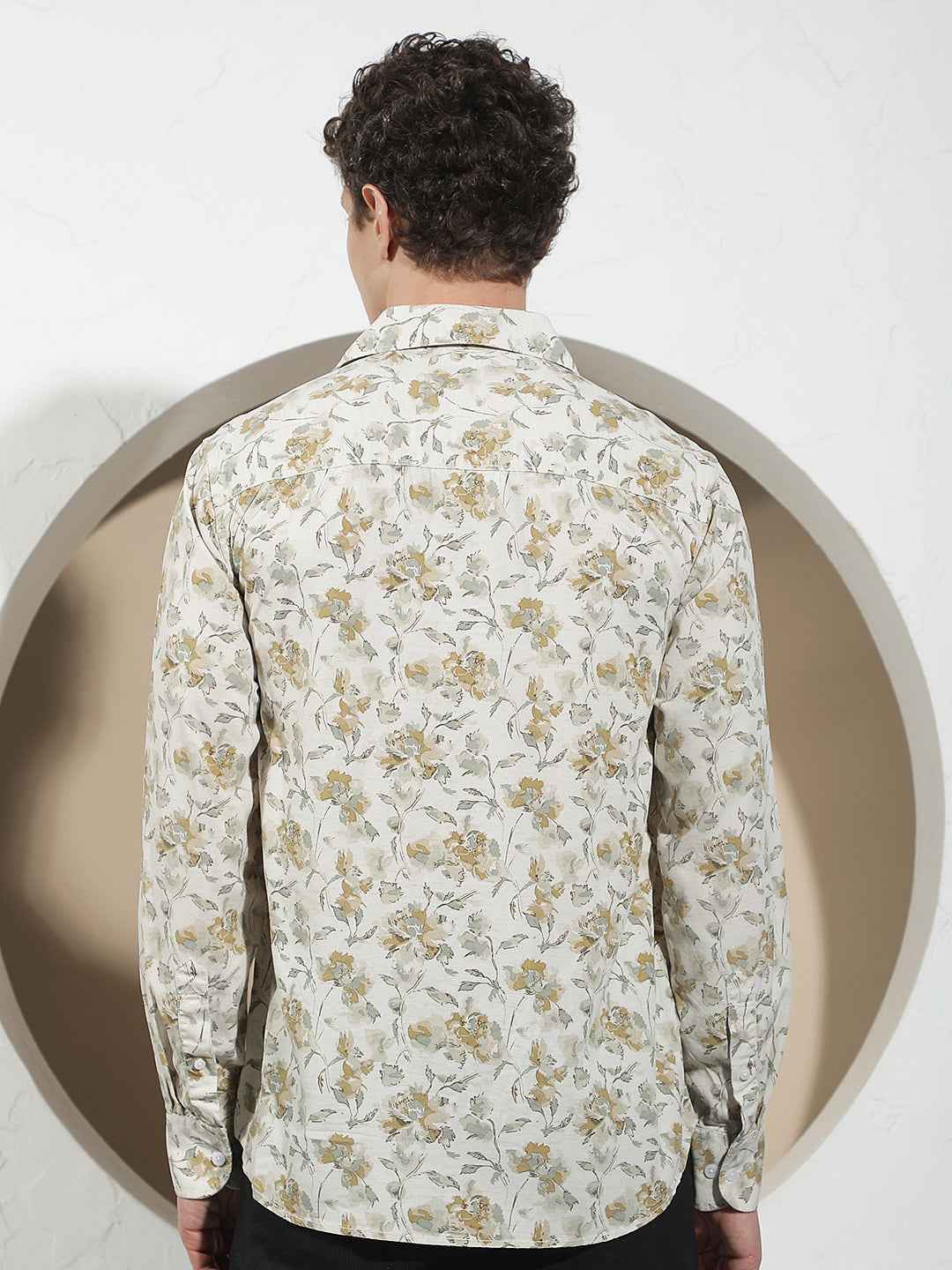 Multi-Color Floral Print Linen Shirt