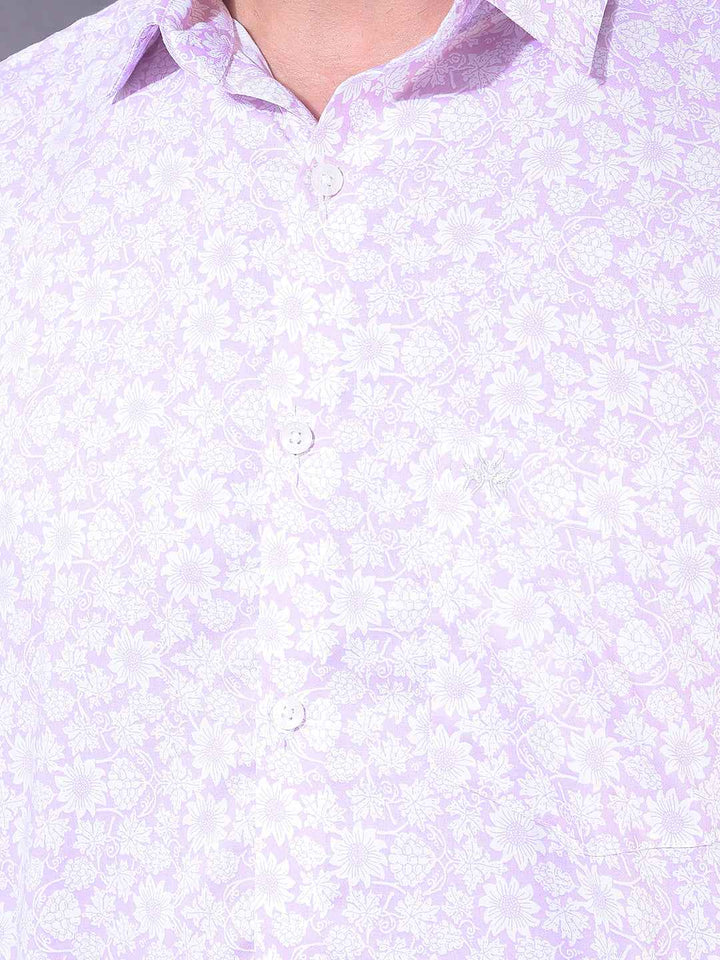 Pink Floral Print Modal Shirt